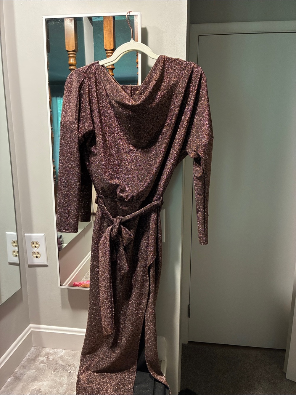 Long sleeve gold copper dress